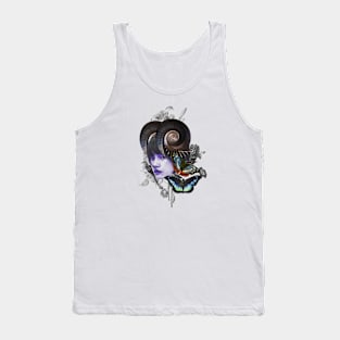 Surreal Female and Floral Collage Art Tank Top